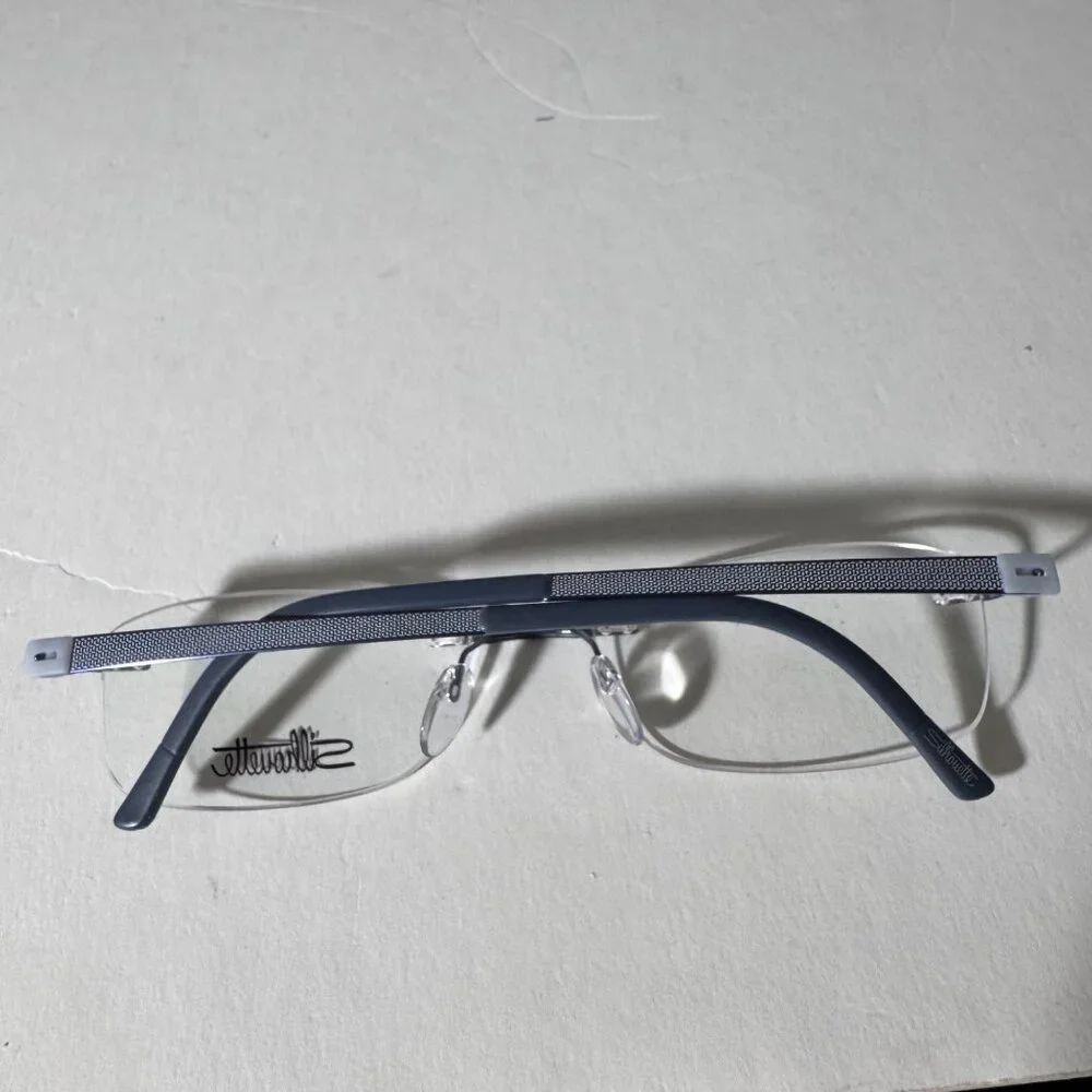 Silhouette Rimless Eyeglasses Frames Only Blue Arms 4496 40 52-17 130 5452 6059